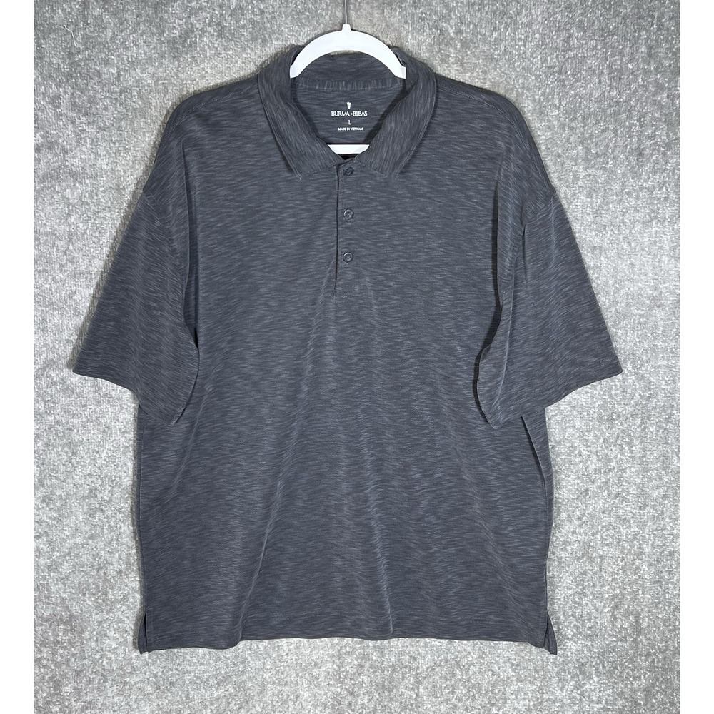Burma Bibas Modal Blend Polo Shirt Mens Size Large Gray Short Sleeve Collared